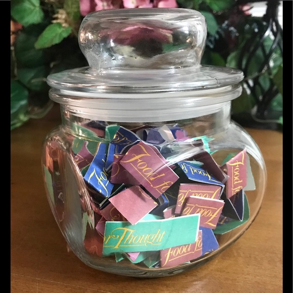 Anchor Hocking Glass “Food for Thought” Quotes Jar